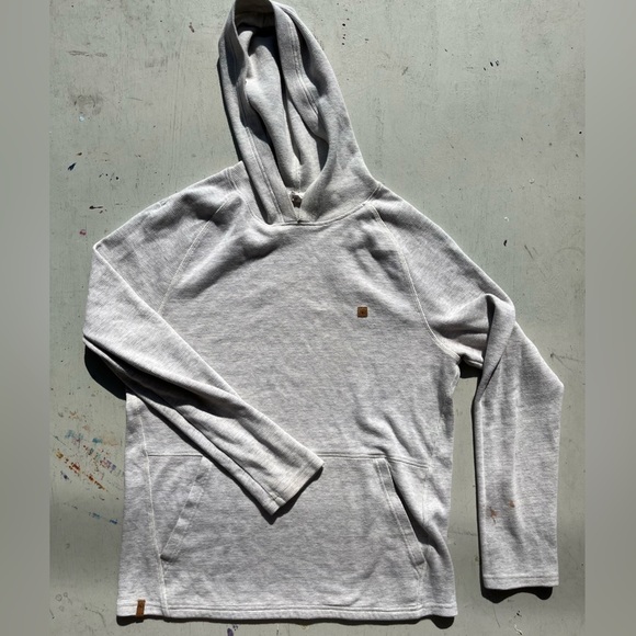 Women's TenTree Hoodie Gray Logo L Waffle-Knit Camp Hike Outdoor Climb STAINED - Picture 5 of 14